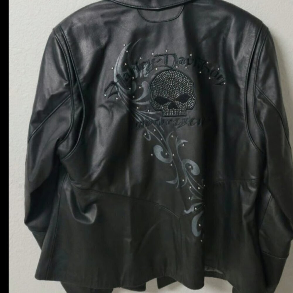 Women's Genuine Harley Davidson Wicked Willie Bling Leather Jacket 1W NWOT​​​